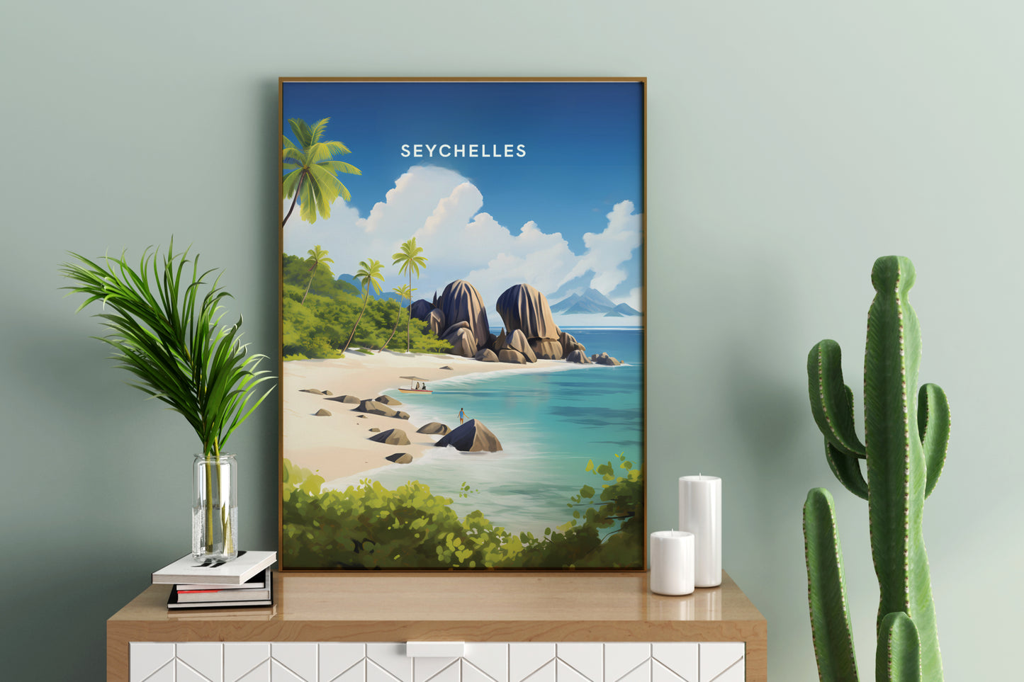 Beaches of Seychelles Travel Poster Print - Pitchers Design