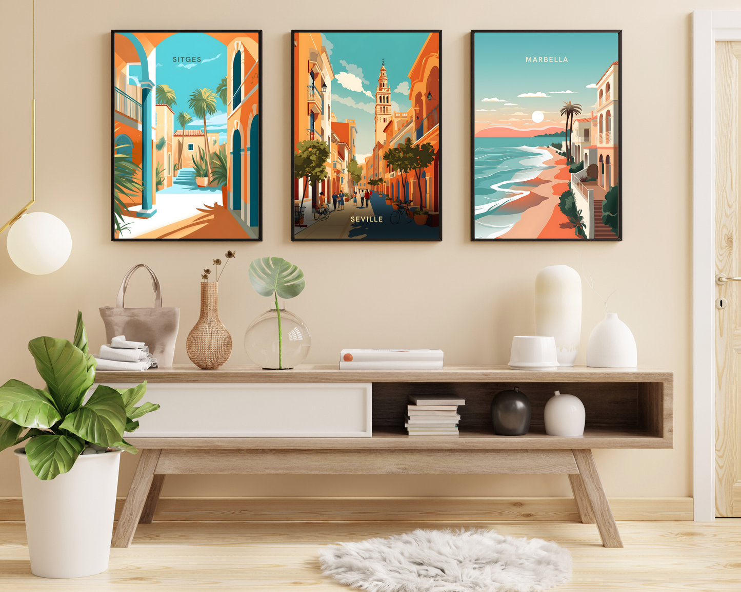 Sitges Spain Travel Poster Print - Pitchers Design