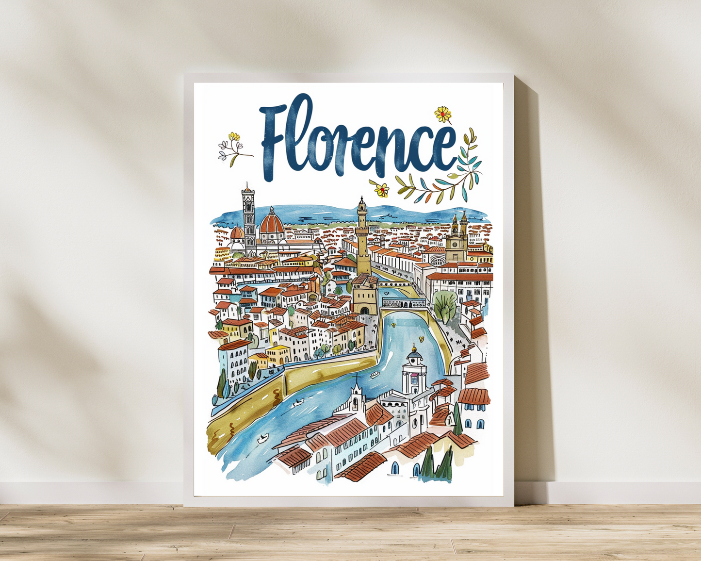 Florence Italy Illustrated Sketch Poster Print - Pitchers Design