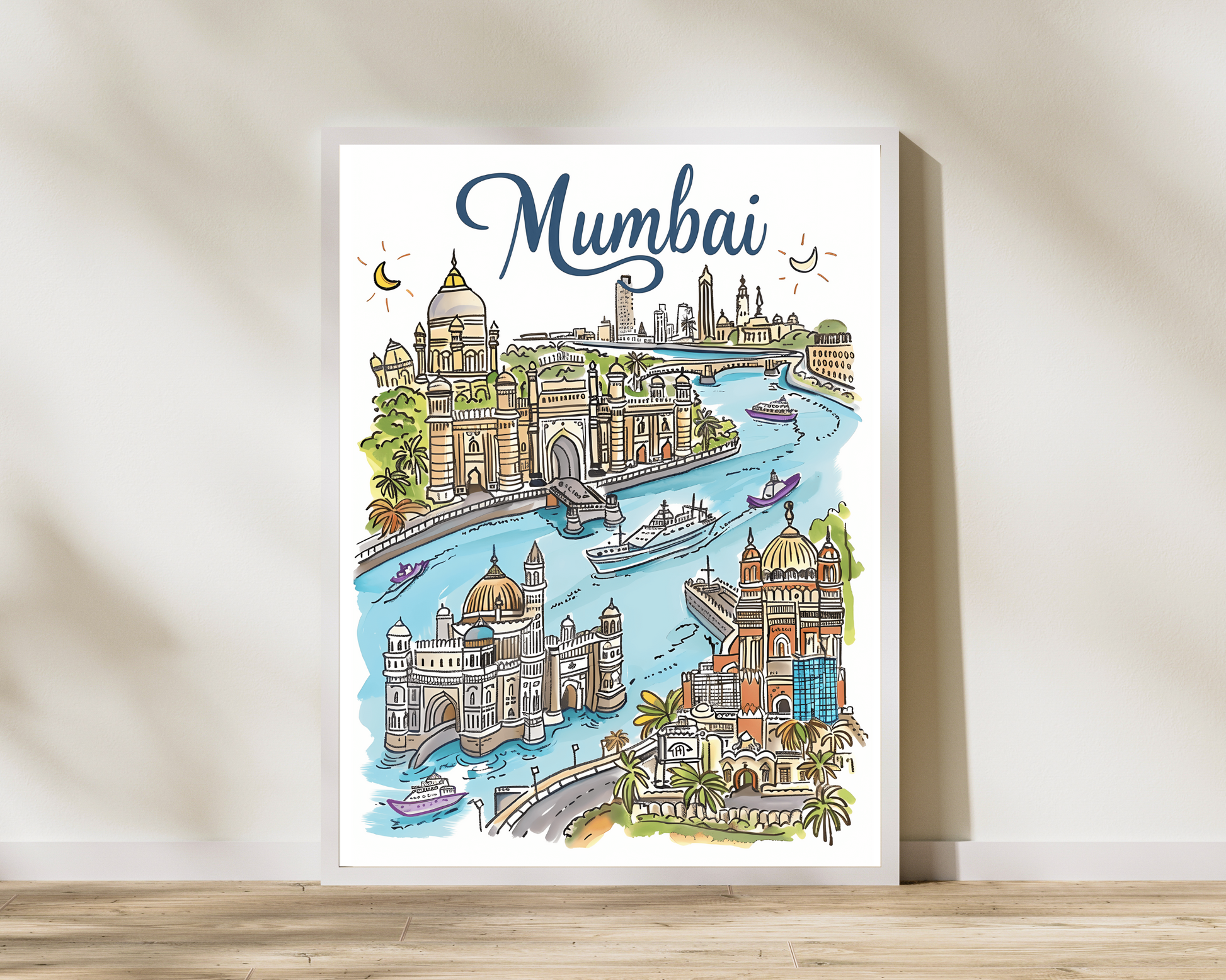 Mumbai India Illustrated Sketch Print Poster - Pitchers Design