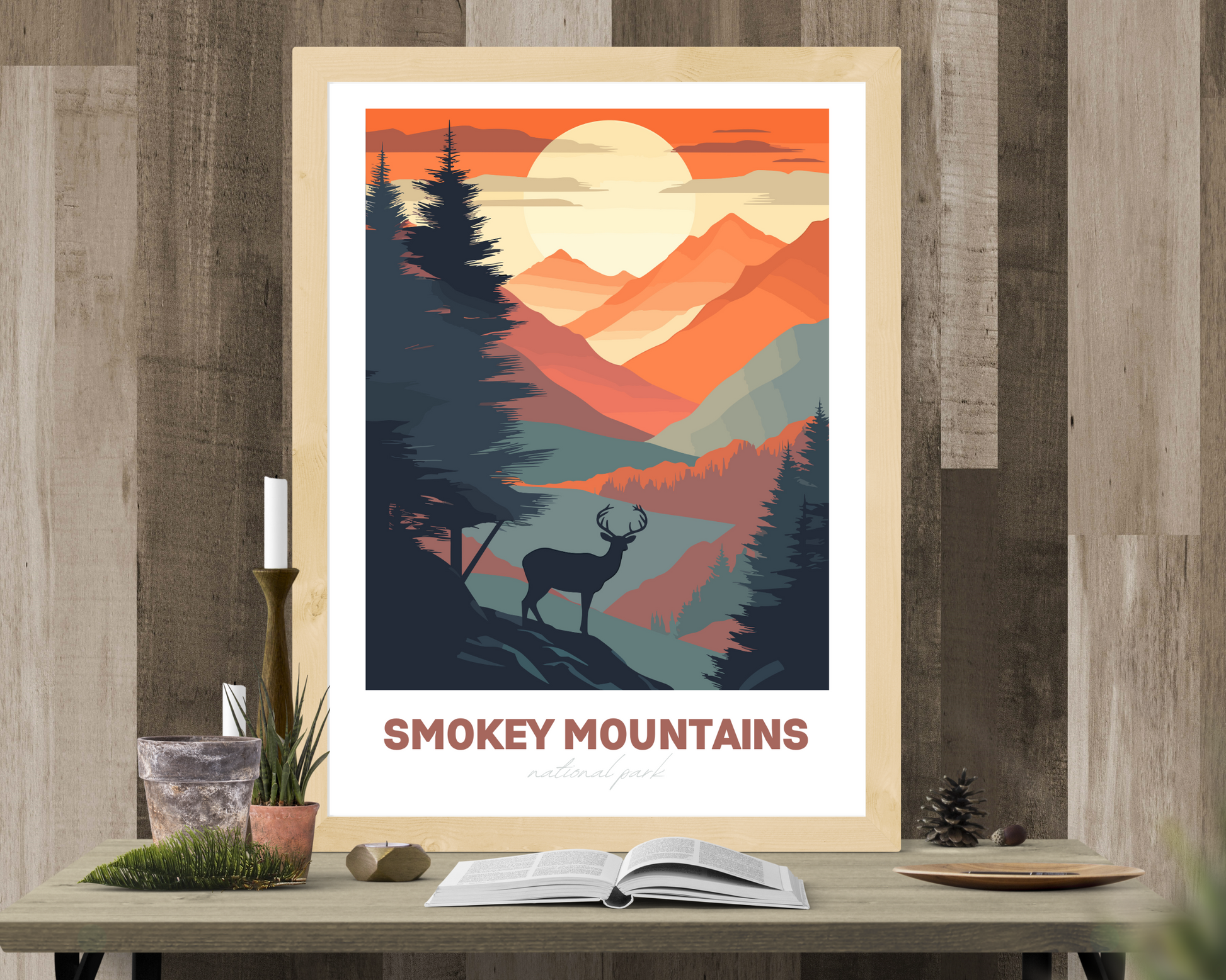 Smokey Mountains National Park Travel Poster Print - Pitchers Design