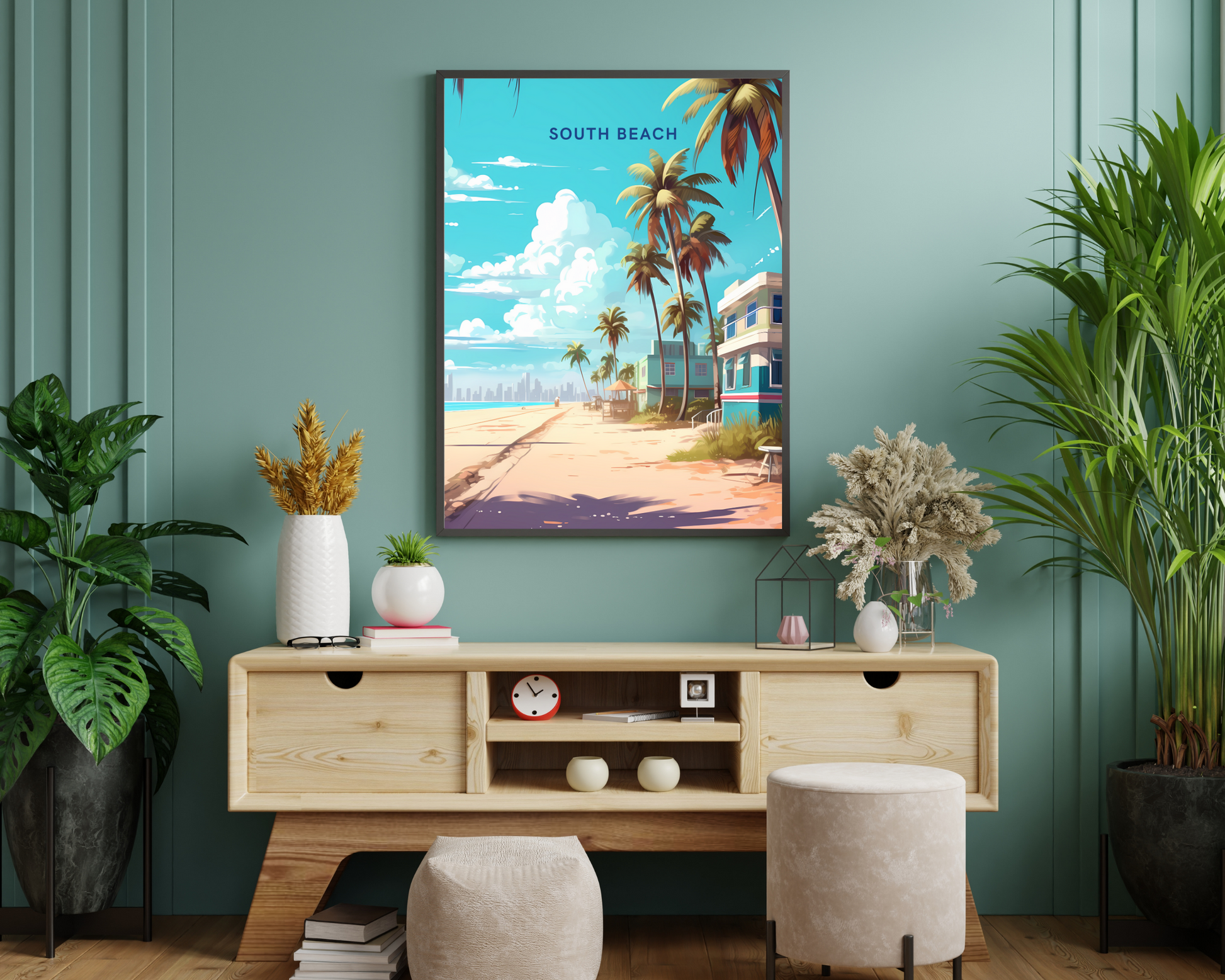 South Beach Miami Florida USA Travel Poster Print - Pitchers Design