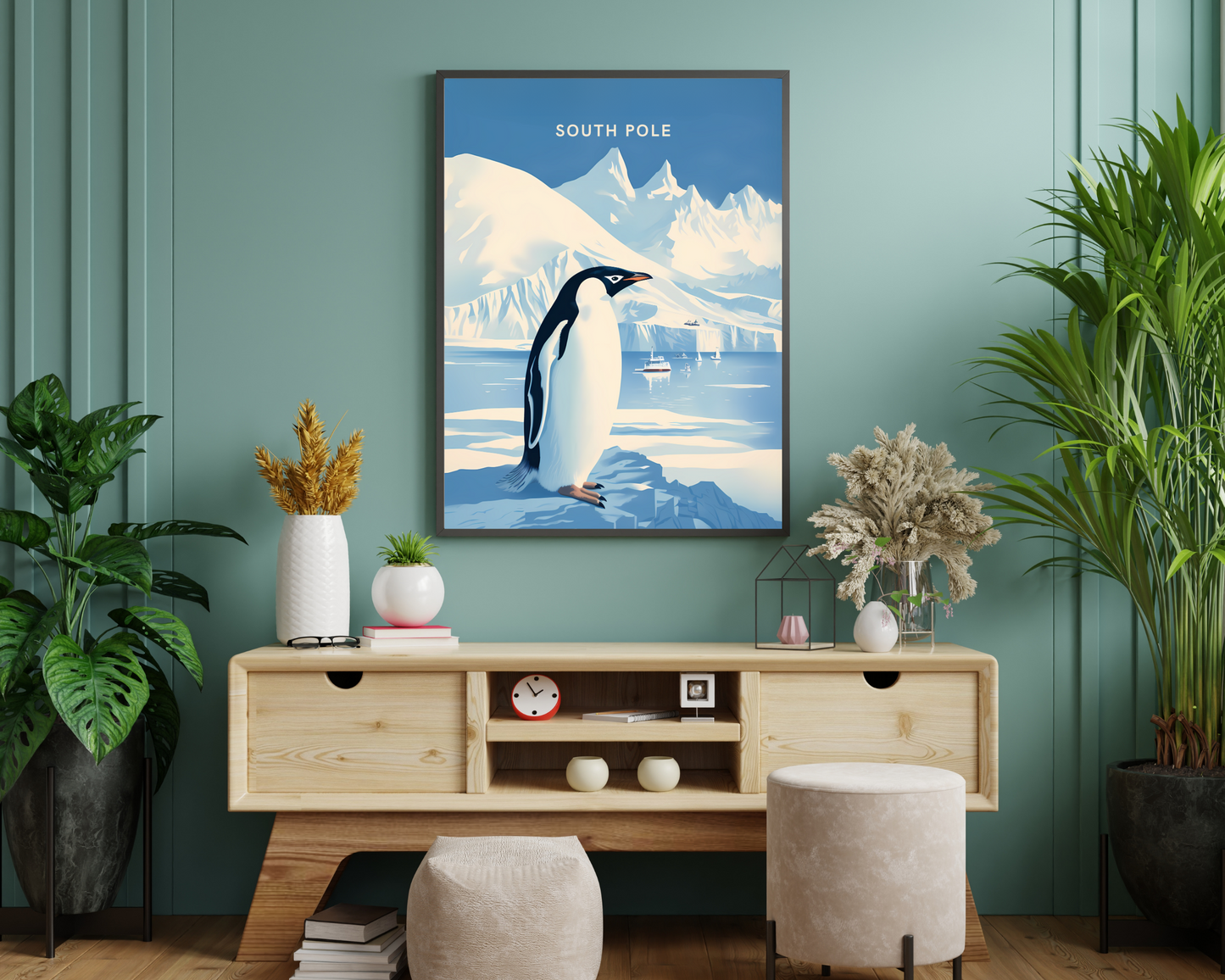 South Pole Travel Poster Print - Pitchers Design