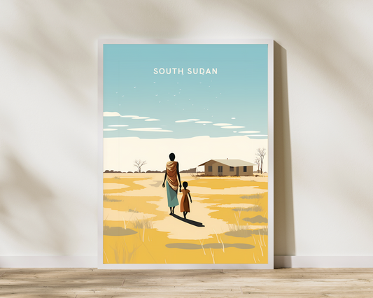 South Sudan Africa Travel Poster Print - Pitchers Design