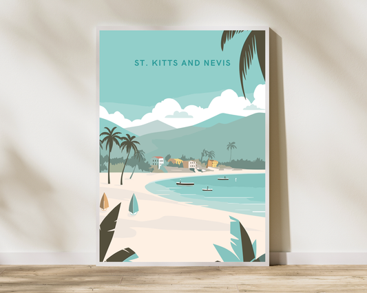 St. Kitts and Nevis Caribbean Travel Poster Print - Pitchers Design