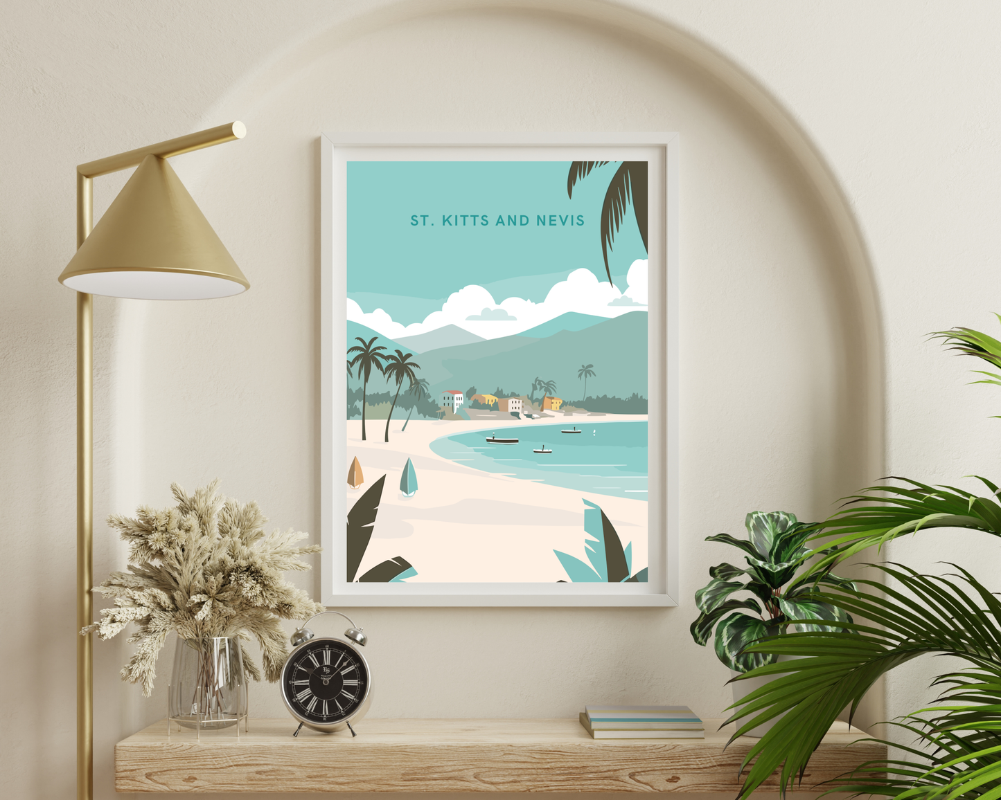 St. Kitts and Nevis Caribbean Travel Poster Print - Pitchers Design