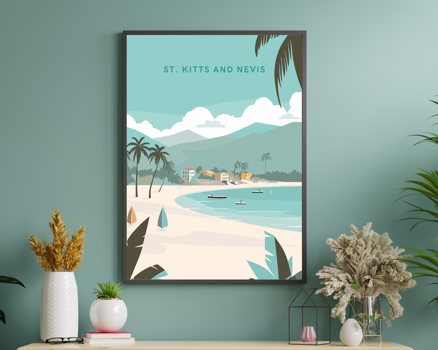 St. Kitts and Nevis Caribbean Travel Poster Print - Pitchers Design