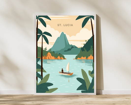 St. Lucia Caribbean Travel Poster Print - Pitchers Design