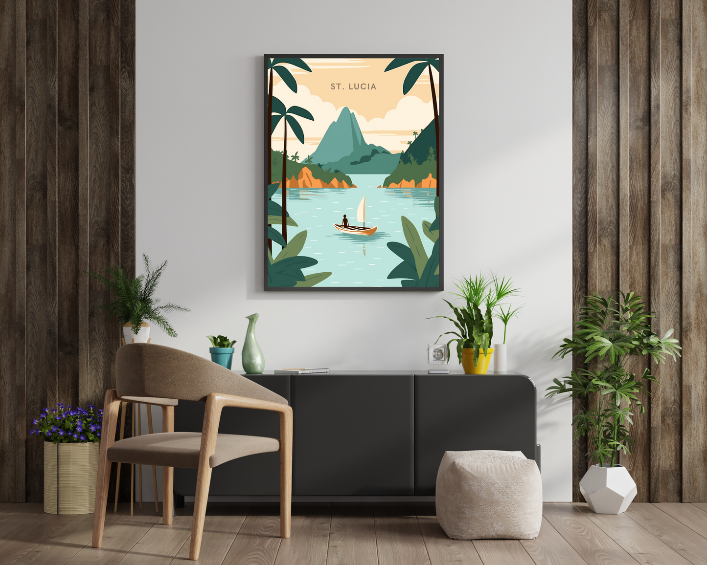 St. Lucia Caribbean Travel Poster Print - Pitchers Design