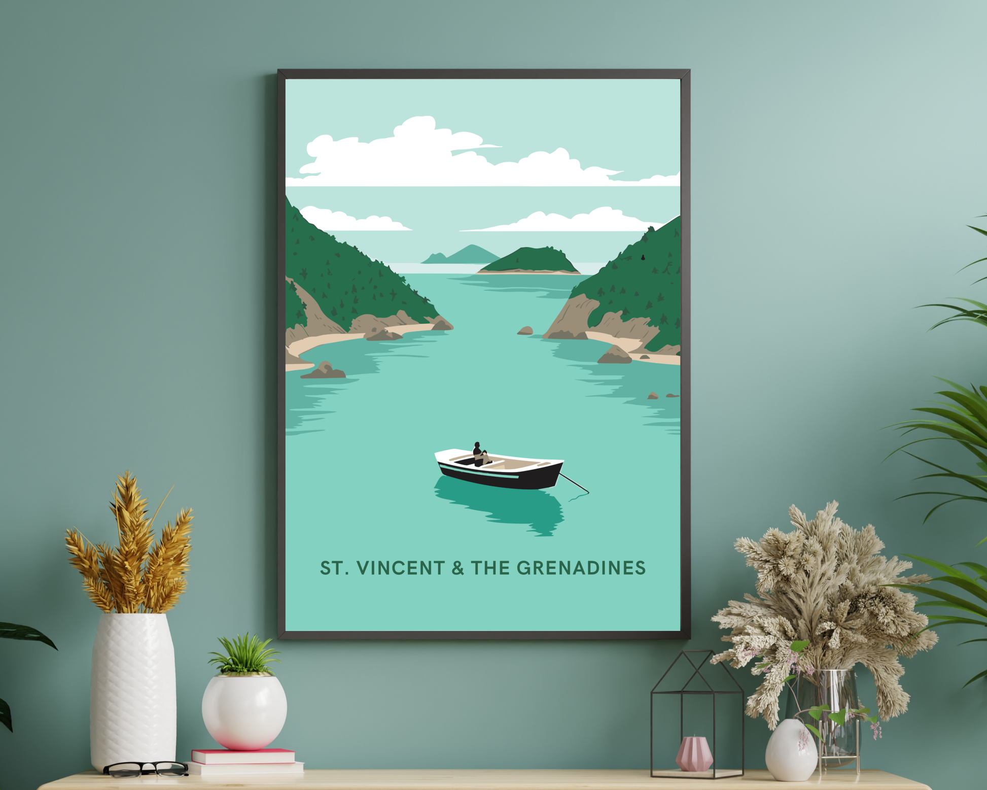 St. Vincent and the Grenadines Caribbean Travel Poster Print - Pitchers Design