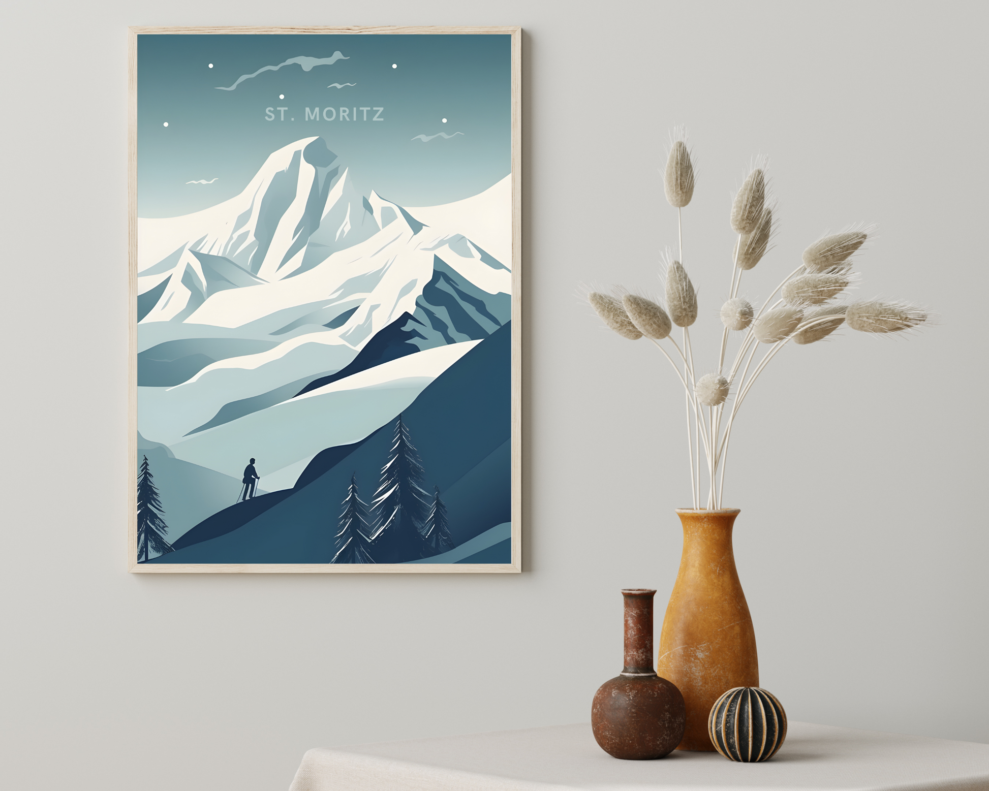 St. Moritz Switzerland Travel Poster Print - Pitchers Design