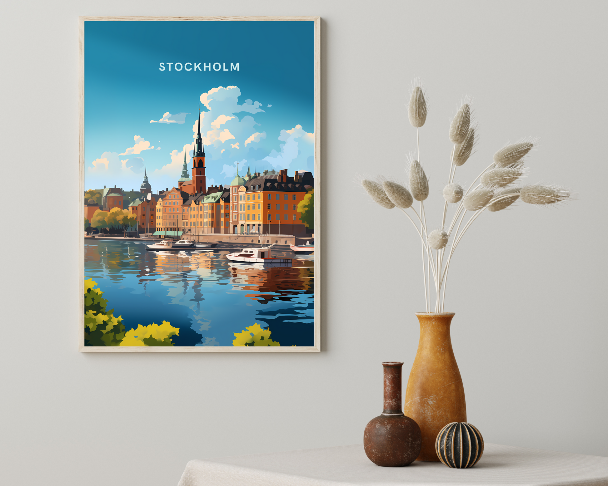 Stockholm Sweden Travel Poster Print - Pitchers Design