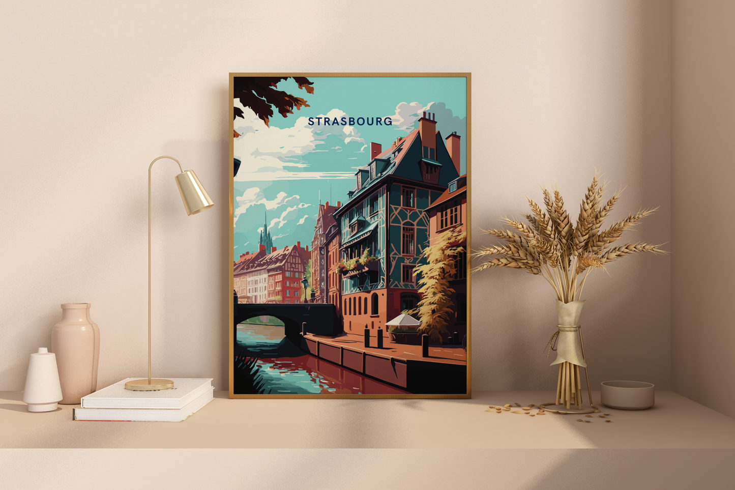 Strasbourg Houses France Travel Print Poster - Pitchers Design