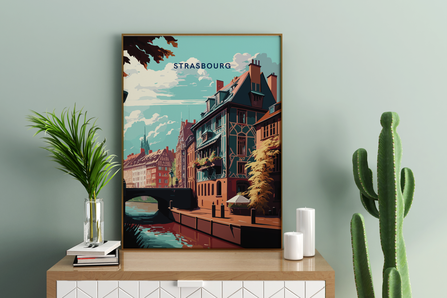 Strasbourg Houses France Travel Print Poster - Pitchers Design