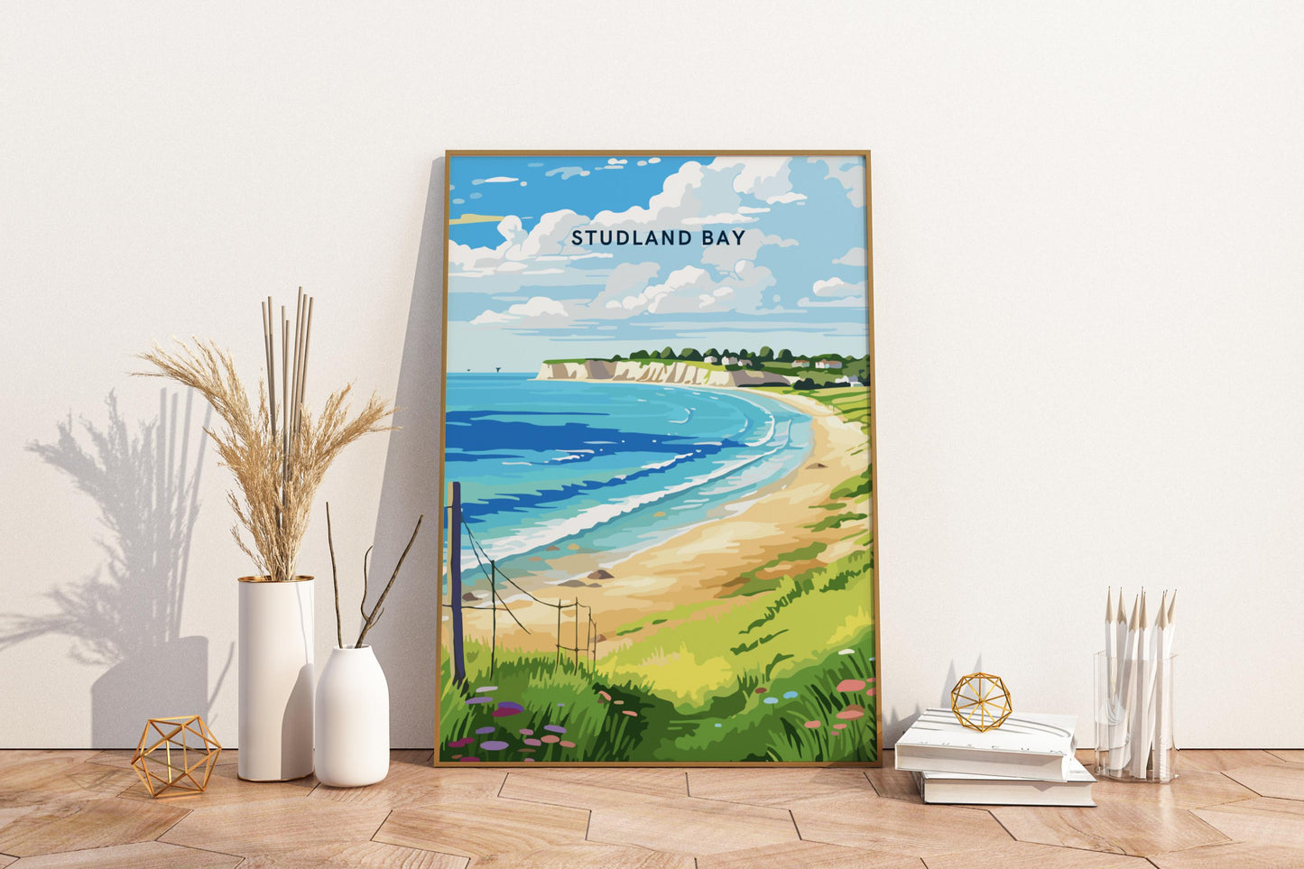 Affiche de voyage imprimée de Studland Bay en Angleterre au Royaume-Uni