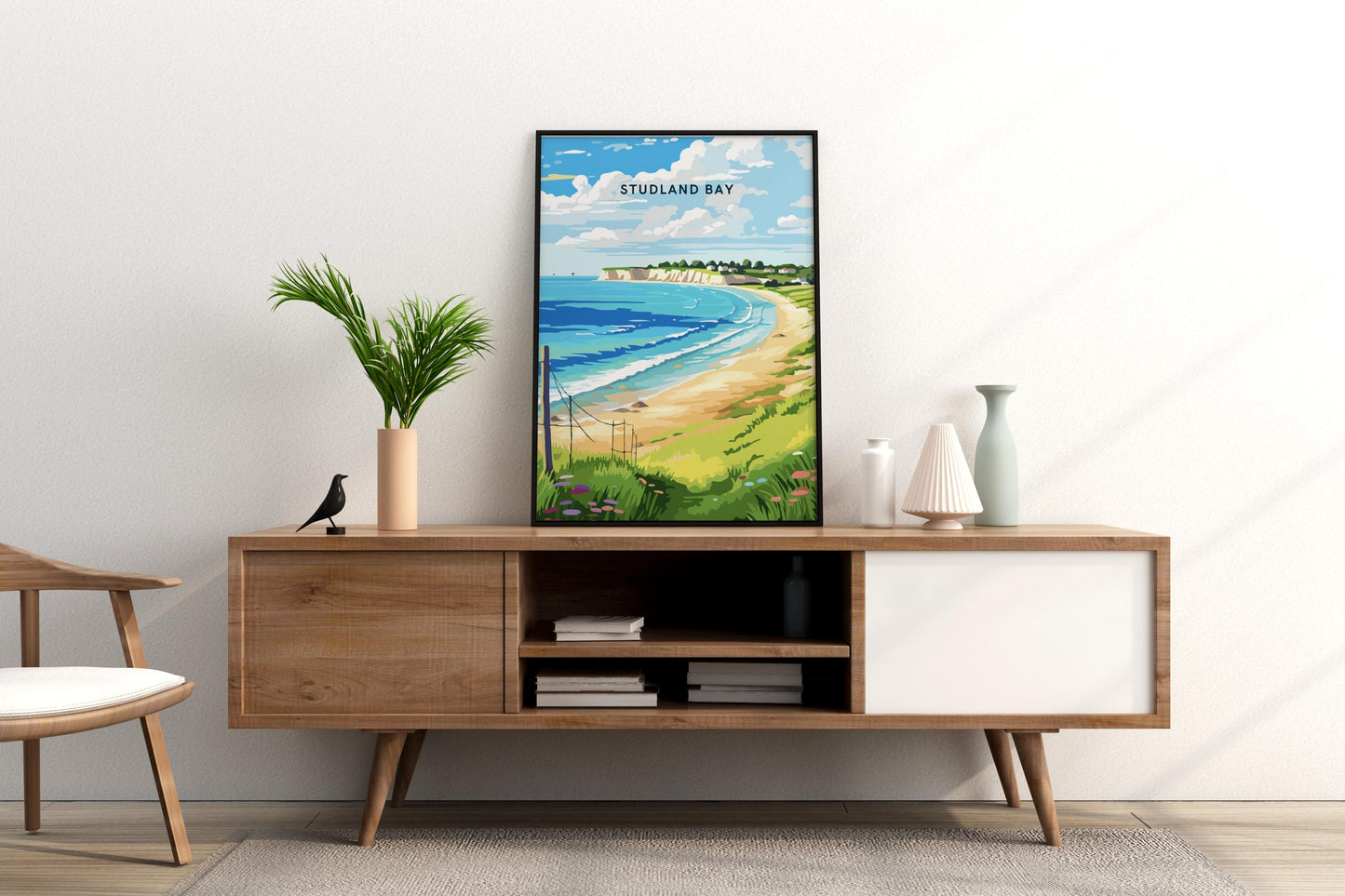 Affiche de voyage imprimée de Studland Bay en Angleterre au Royaume-Uni