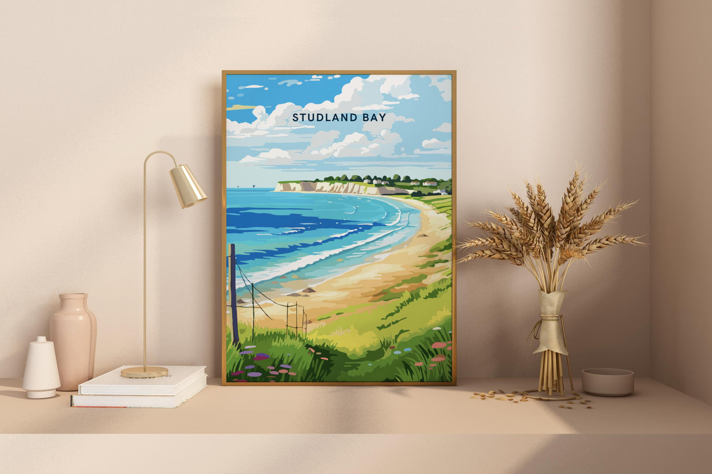 Affiche de voyage imprimée de Studland Bay en Angleterre au Royaume-Uni