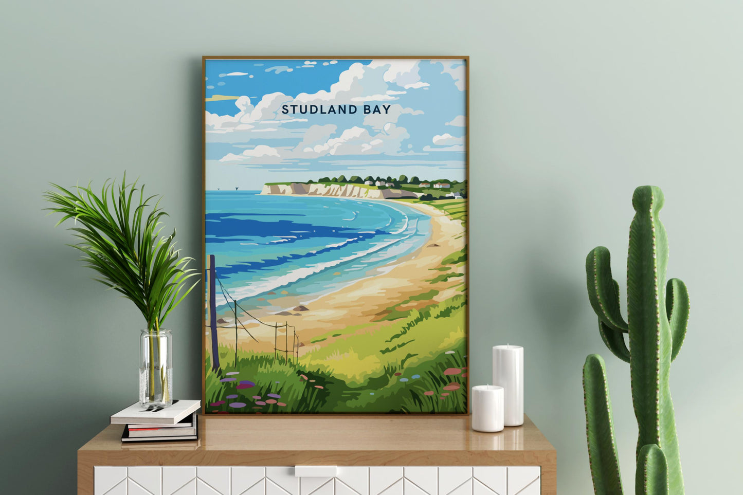 Affiche de voyage imprimée de Studland Bay en Angleterre au Royaume-Uni