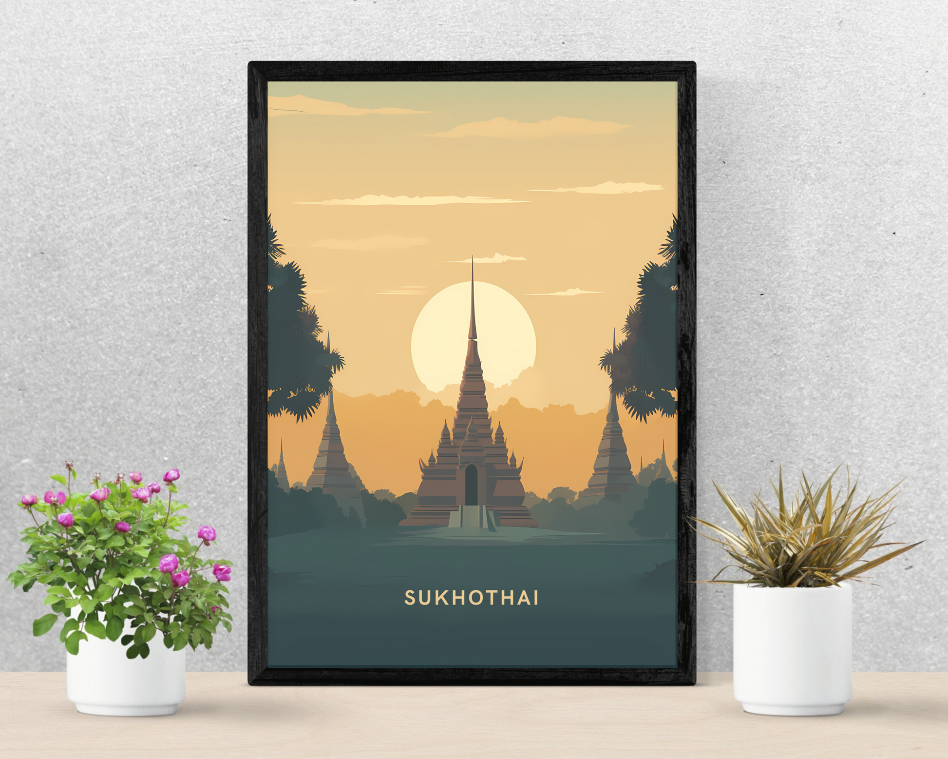 Sukhothai Thailand Travel Poster Print - Pitchers Design