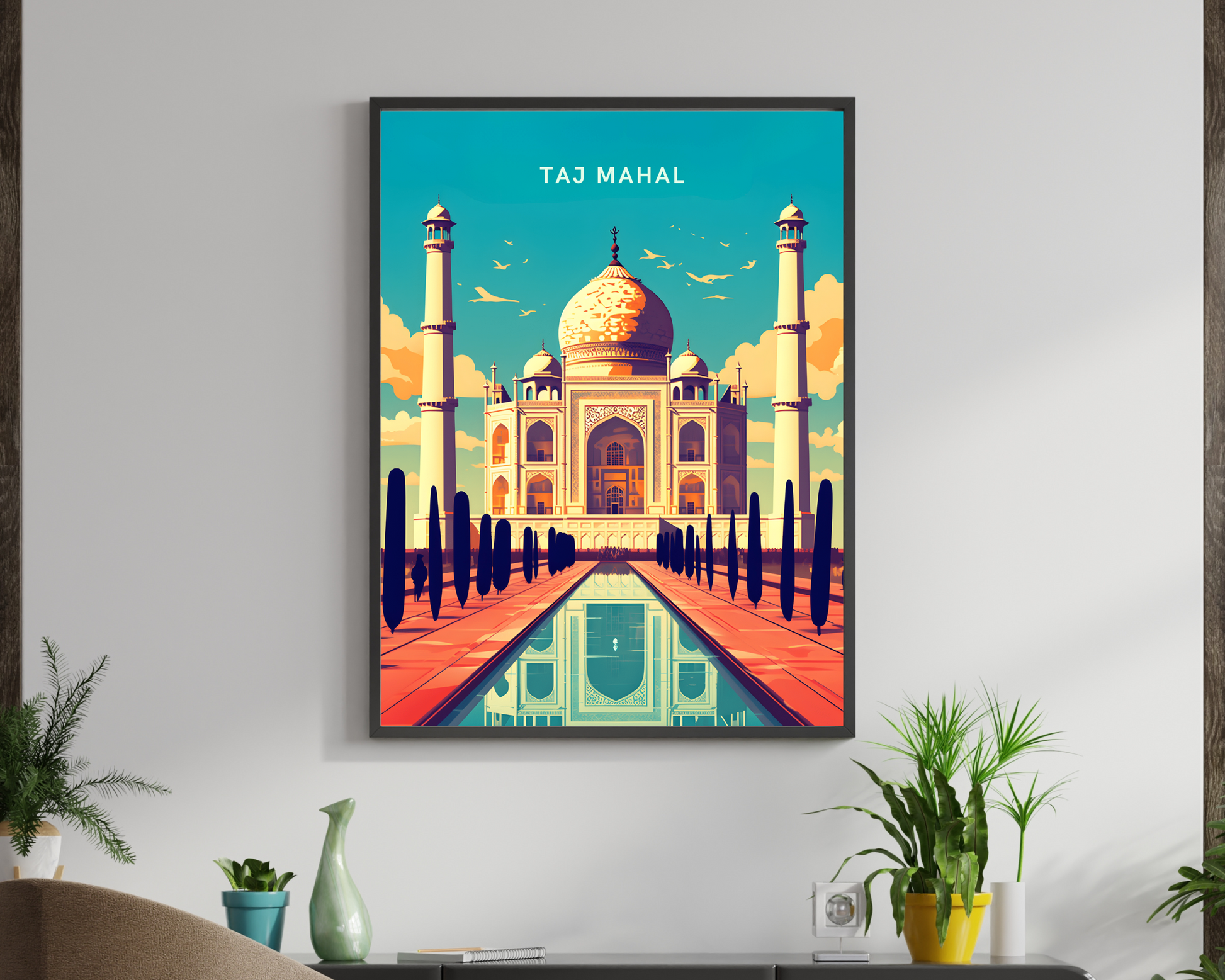 Taj Mahal Agra India Travel Poster Print - Pitchers Design