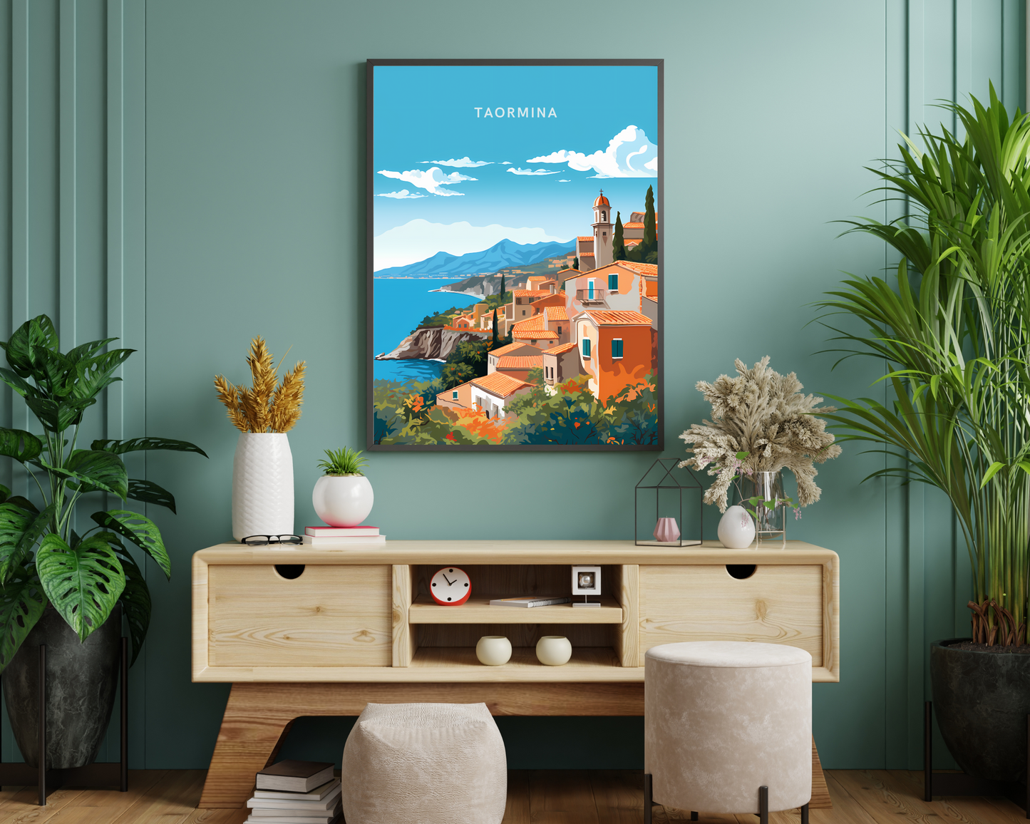 Taormina Sicily Italy Travel Poster Print - Pitchers Design