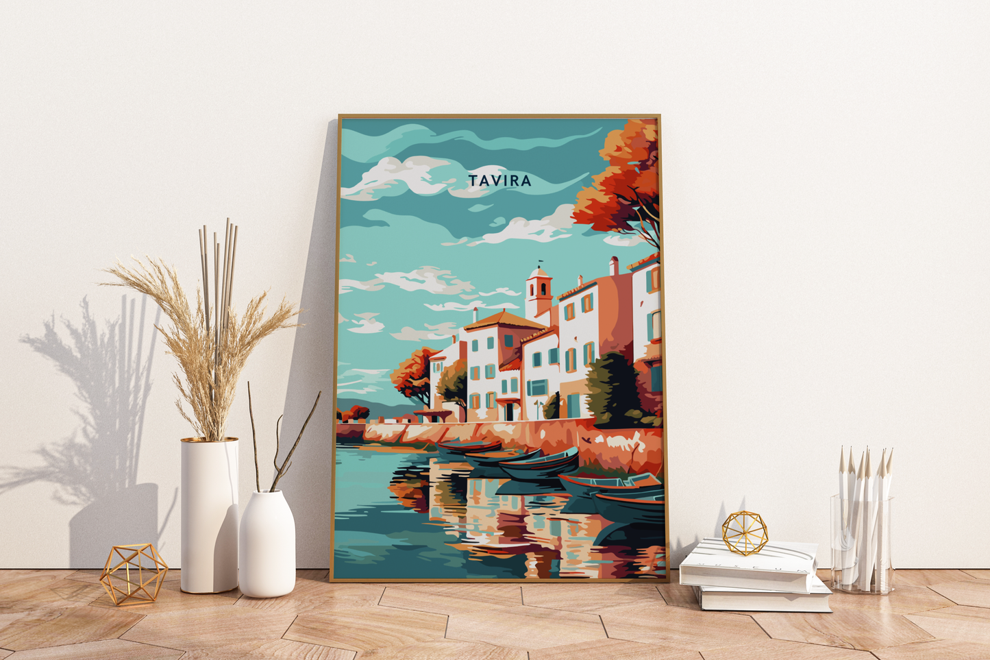 Tavira Portugal Travel Print Poster - Pitchers Design