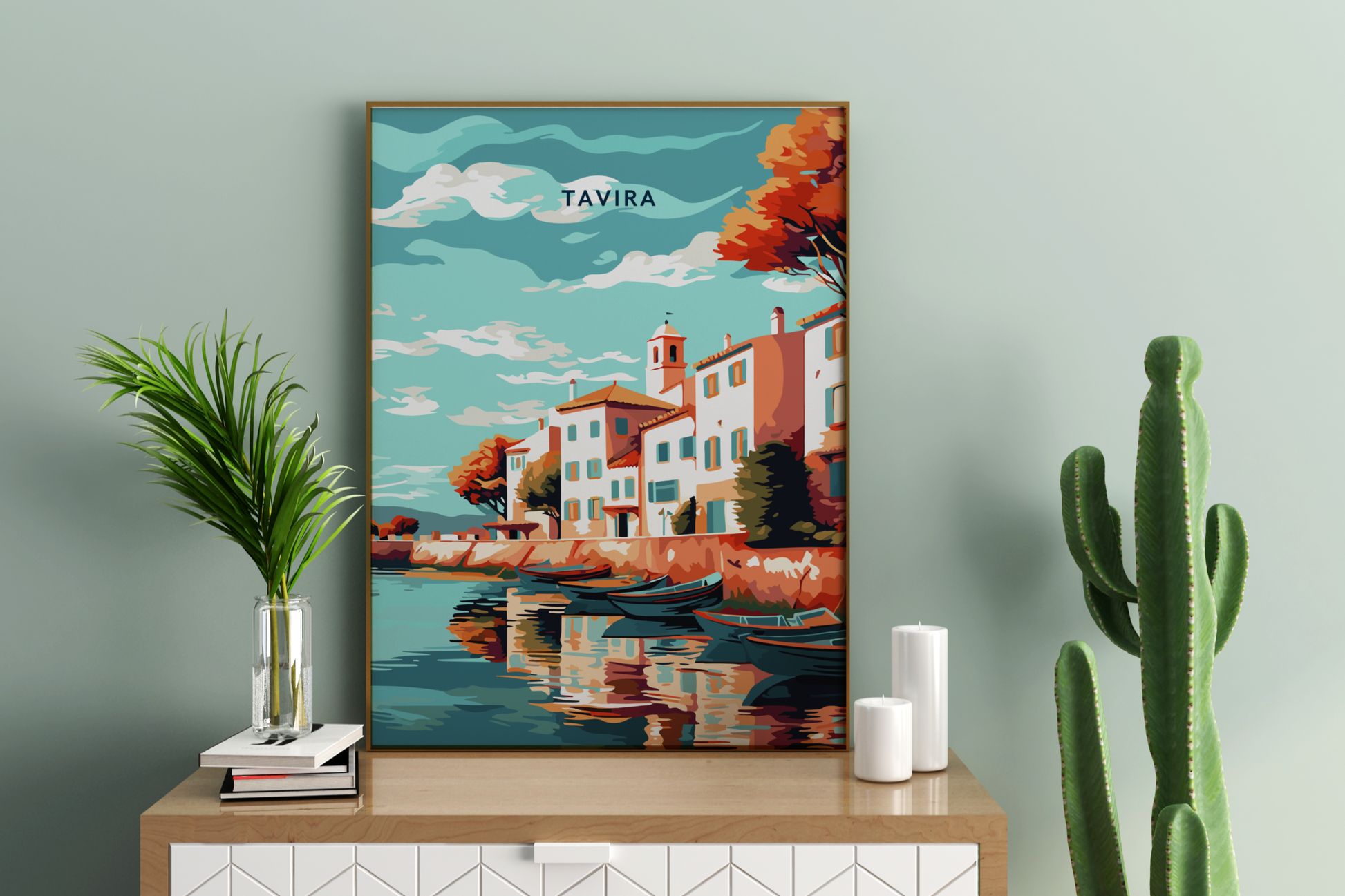 Tavira Portugal Travel Print Poster - Pitchers Design