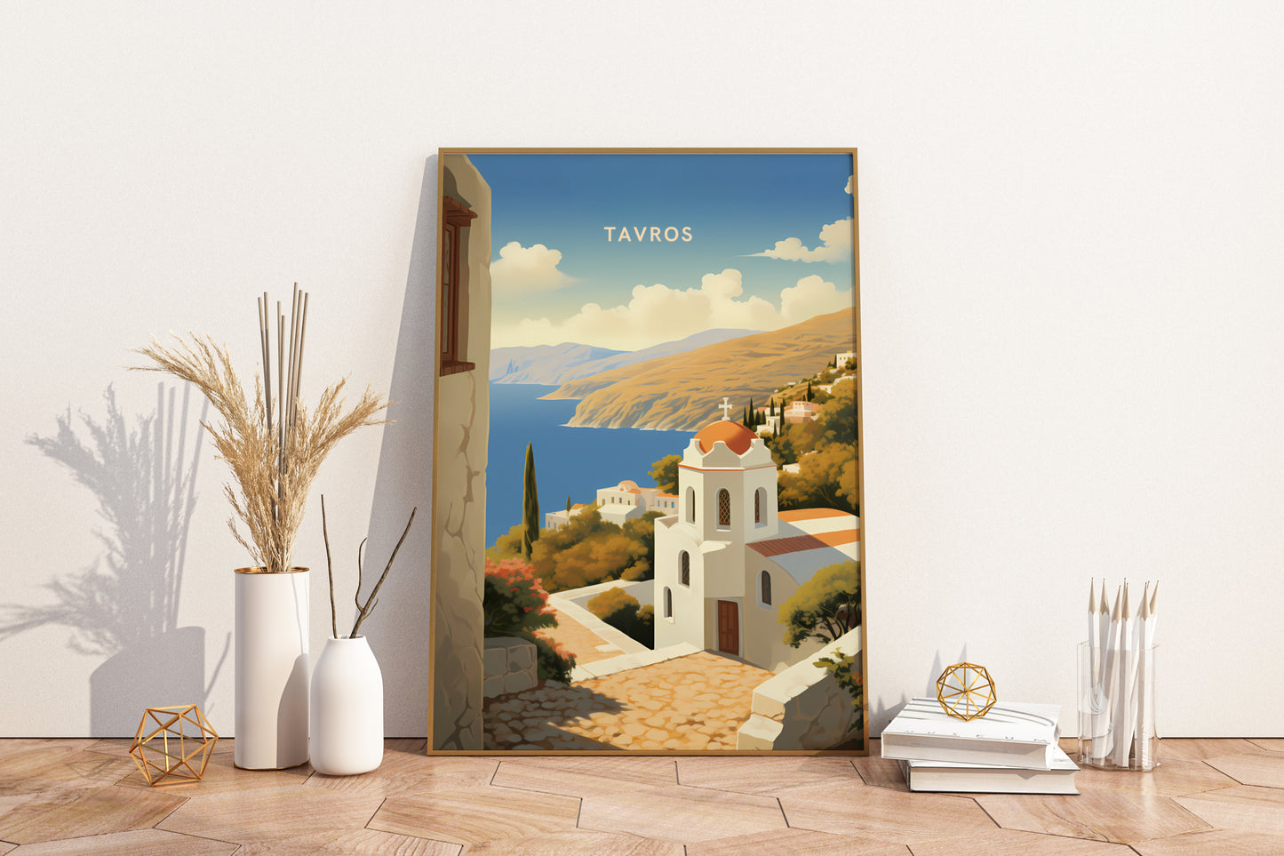 Tavros Greece Travel Poster Print - Pitchers Design