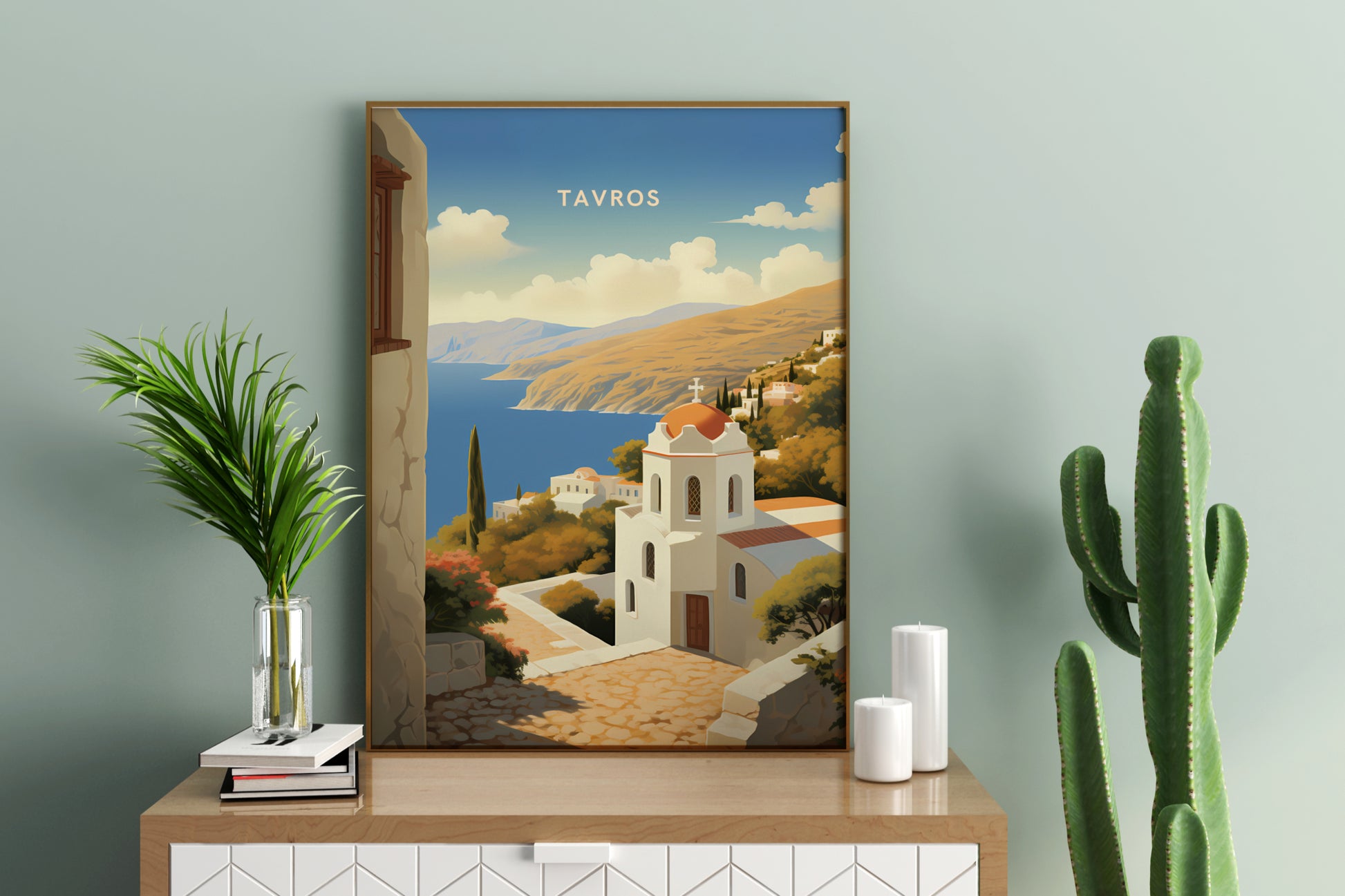 Tavros Greece Travel Poster Print - Pitchers Design