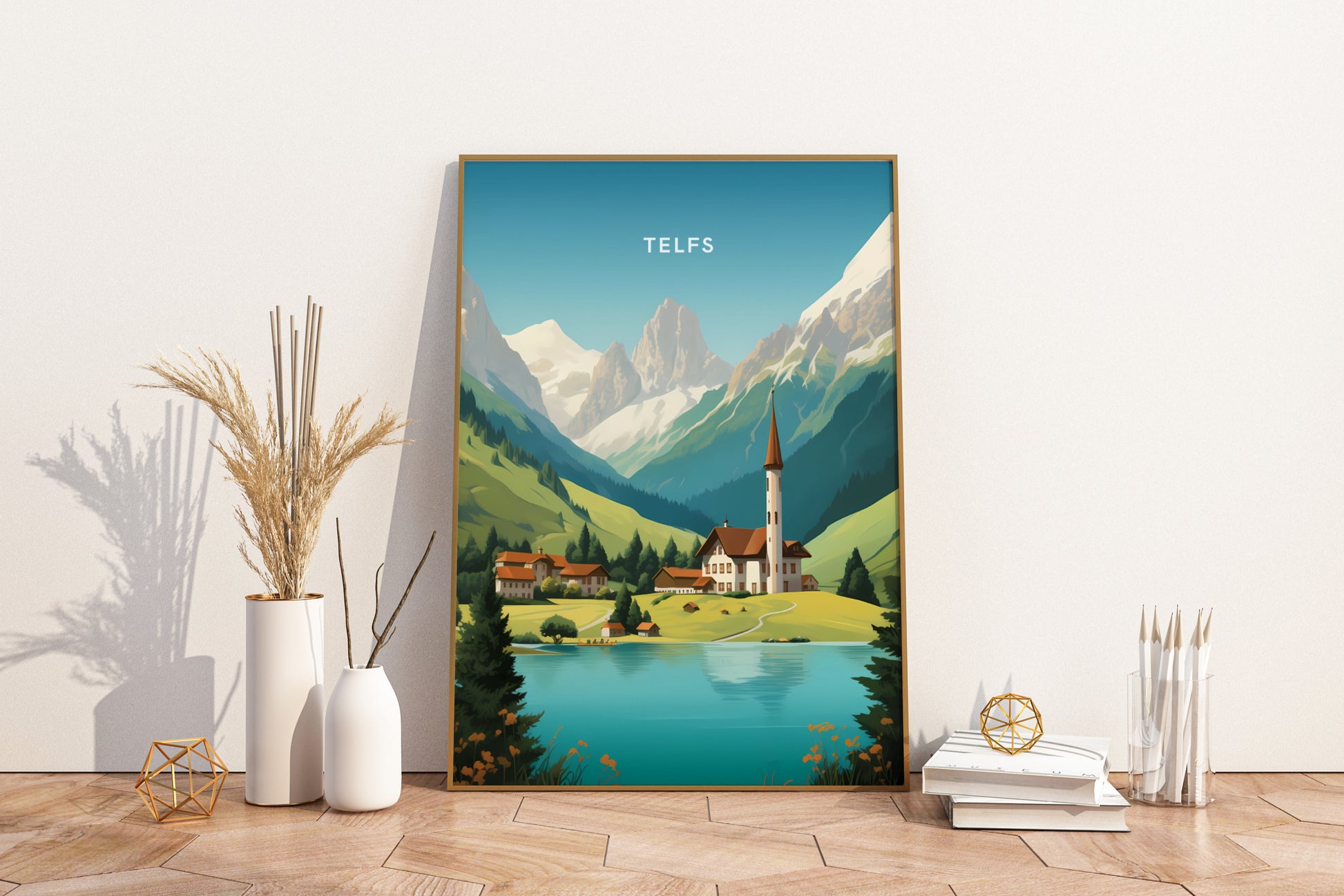 Telfs Austria Travel Print Poster - Pitchers Design