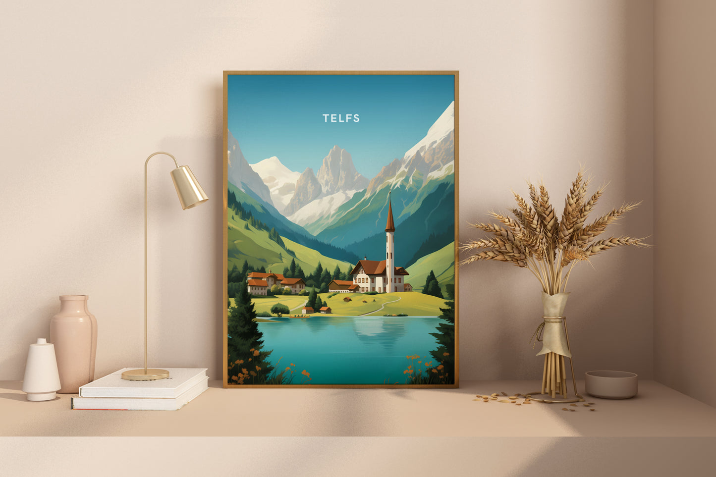 Telfs Austria Travel Print Poster - Pitchers Design