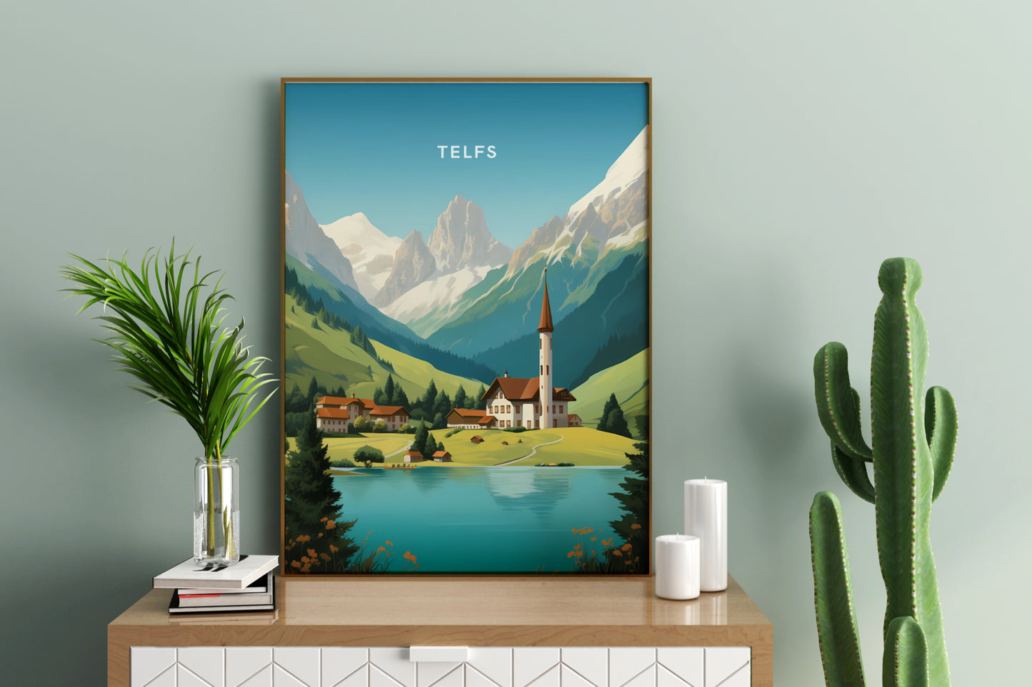 Telfs Austria Travel Print Poster - Pitchers Design