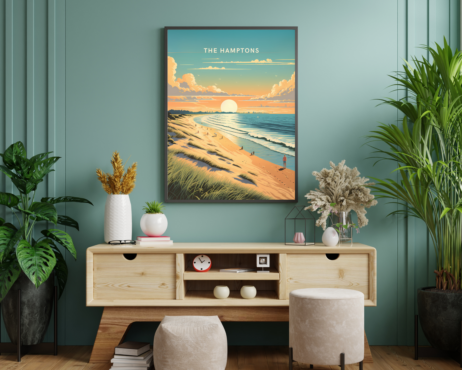 The Hamptons New York State USA Travel Poster Print - Pitchers Design