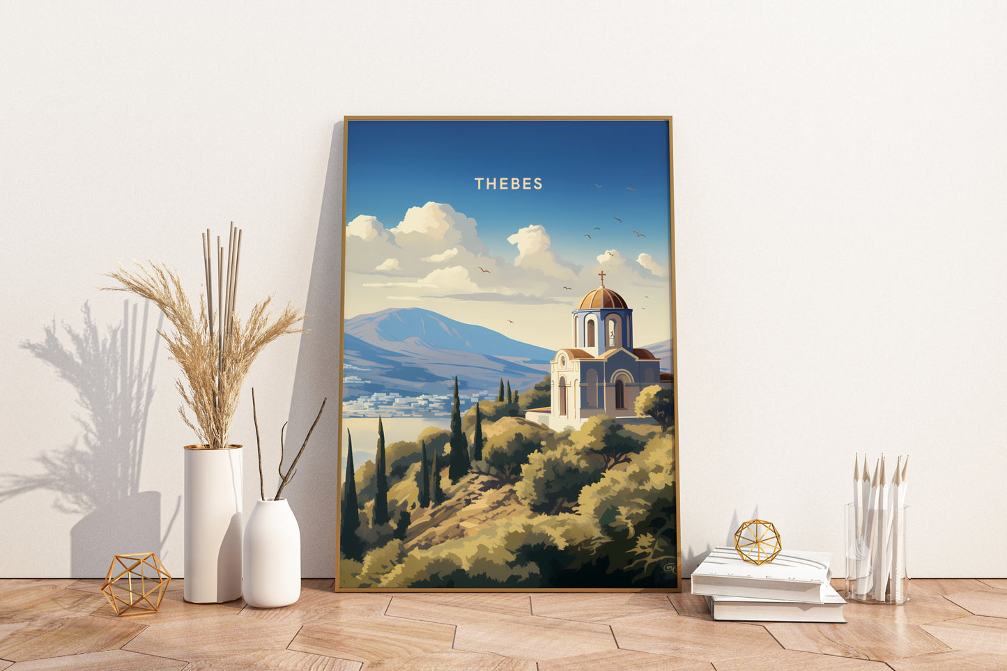 Thebes Greece Travel Poster Print - Pitchers Design