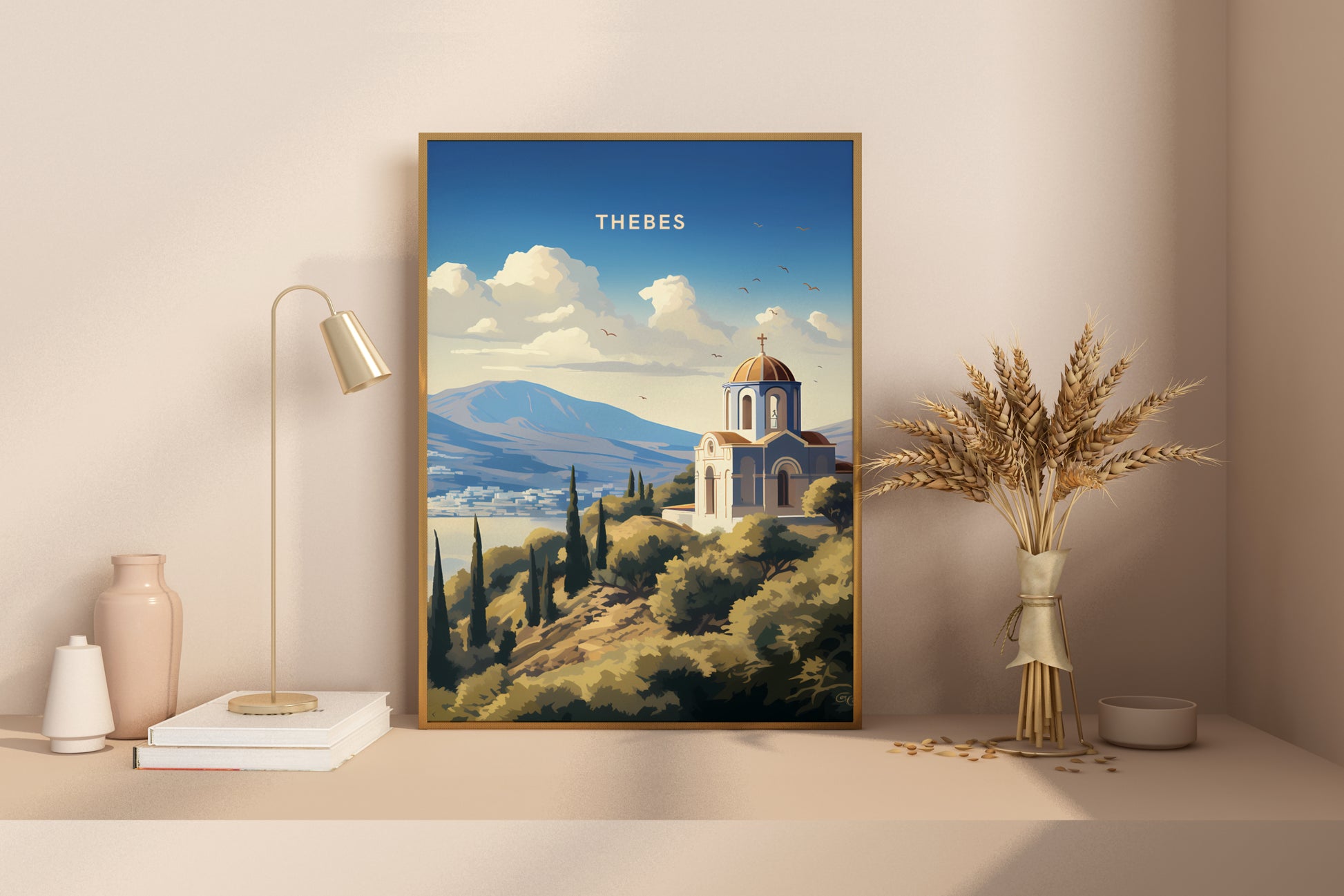 Thebes Greece Travel Poster Print - Pitchers Design