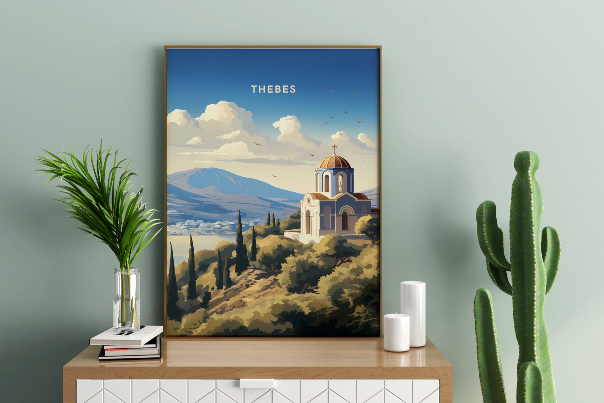 Thebes Greece Travel Poster Print - Pitchers Design