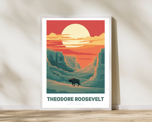 Theodore Roosevelt National Park Travel Poster Print - Pitchers Design