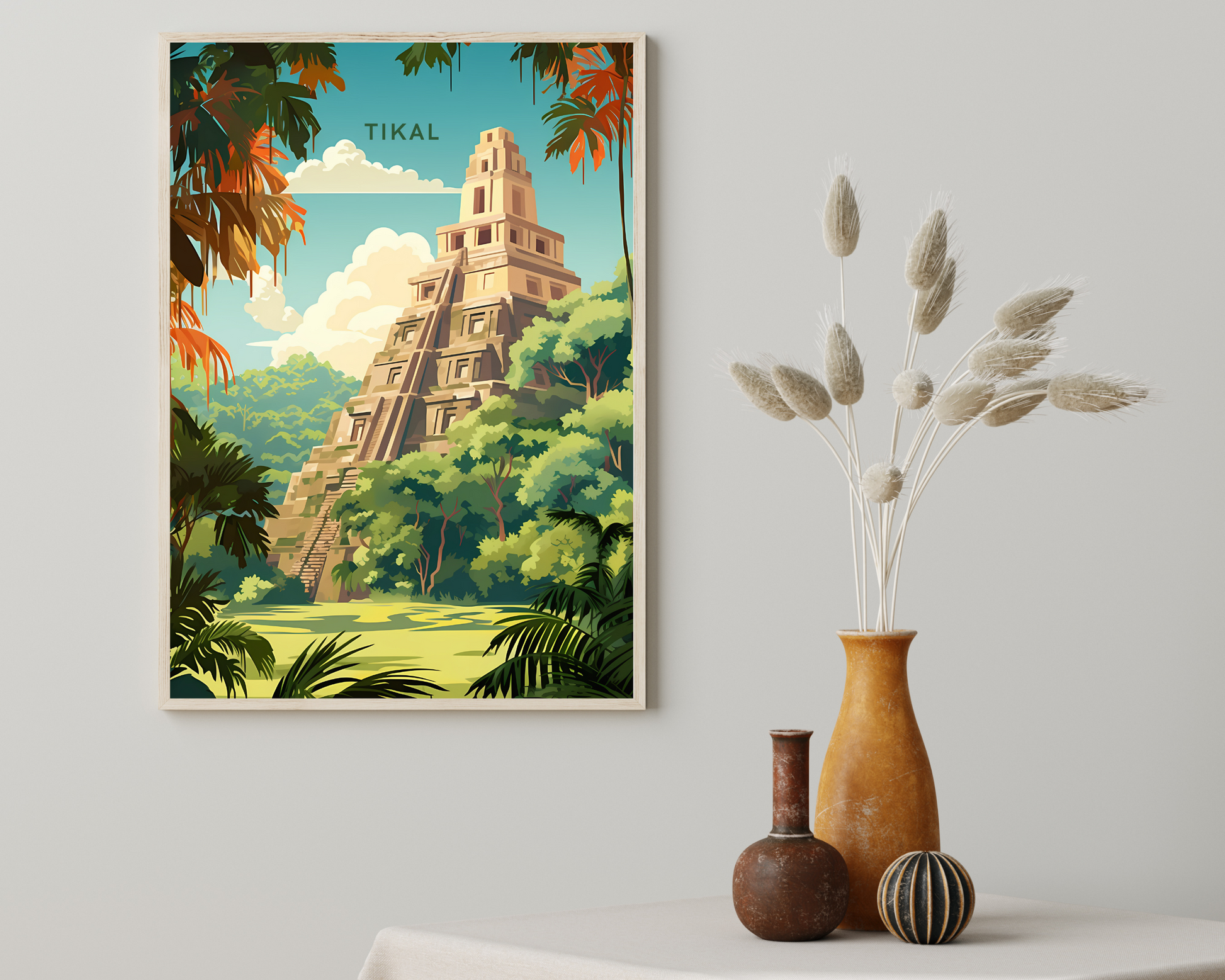 Tikal Guatemala Travel Poster Print - Pitchers Design