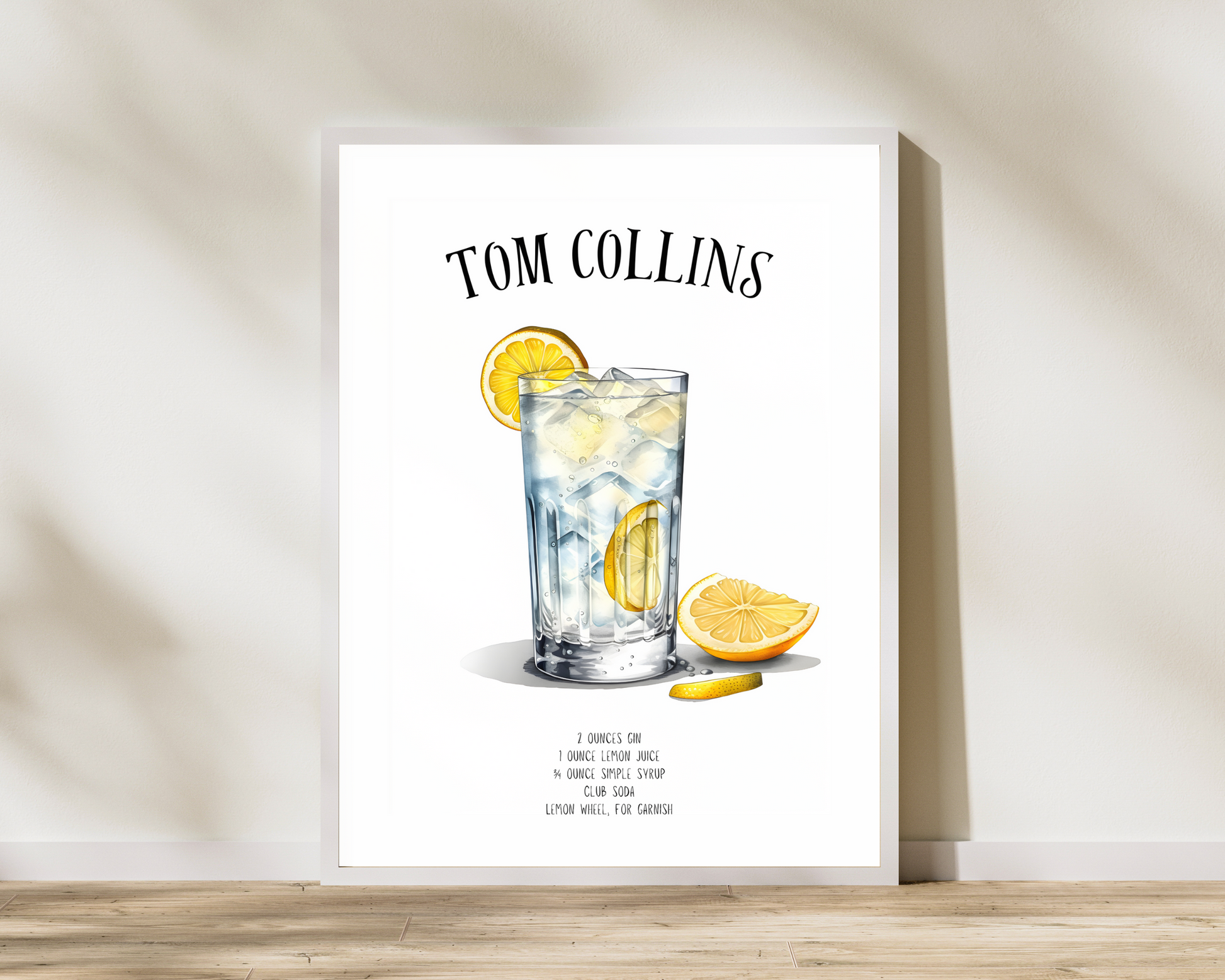 Tom Collins Cocktail Poster Print - Pitchers Design