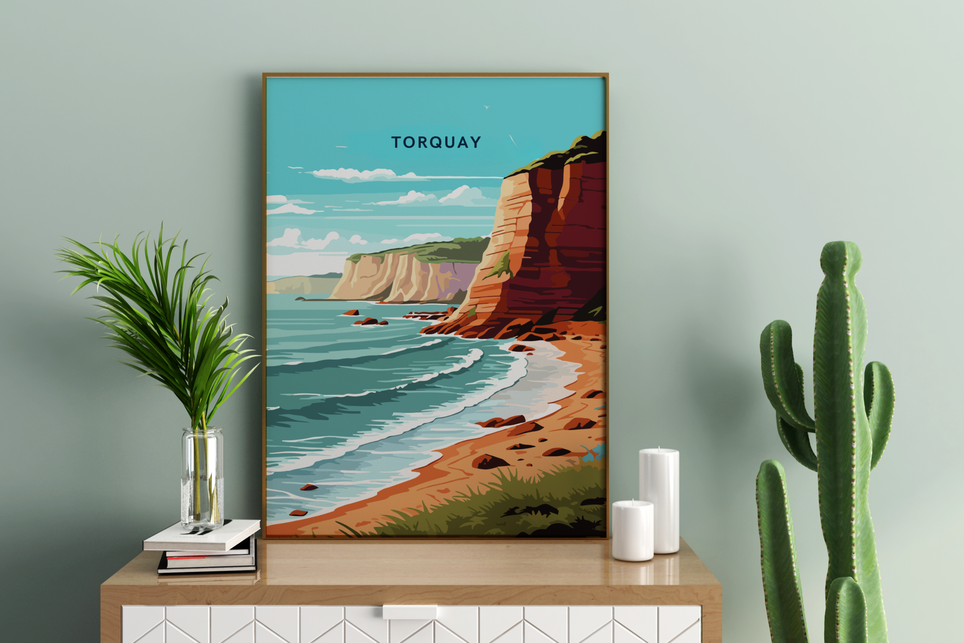 Torquay England Travel Print Poster - Pitchers Design