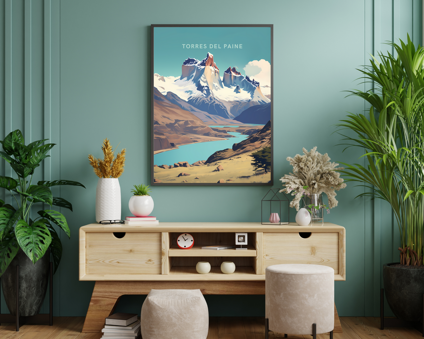 Torres del Paine Chile Travel Poster Print - Pitchers Design