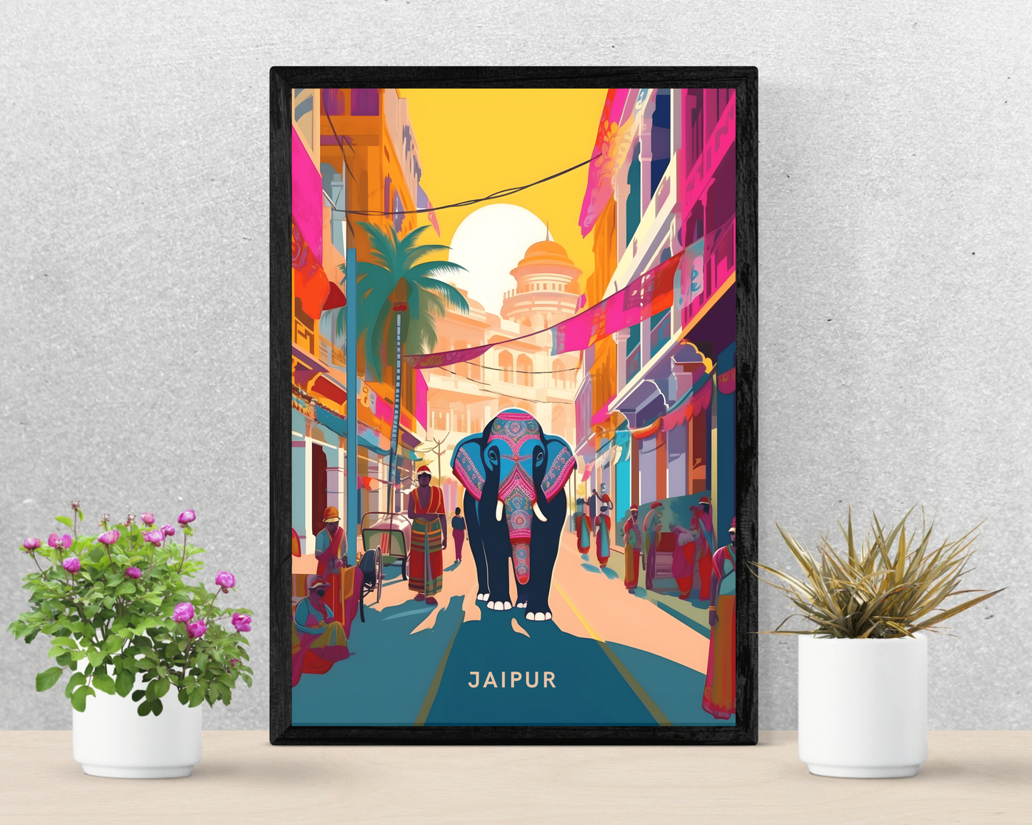 Jaipur India Holi Festival Travel Poster Print - Pitchers Design