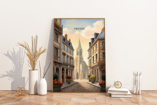 Troyes France Travel Print Poster - Pitchers Design