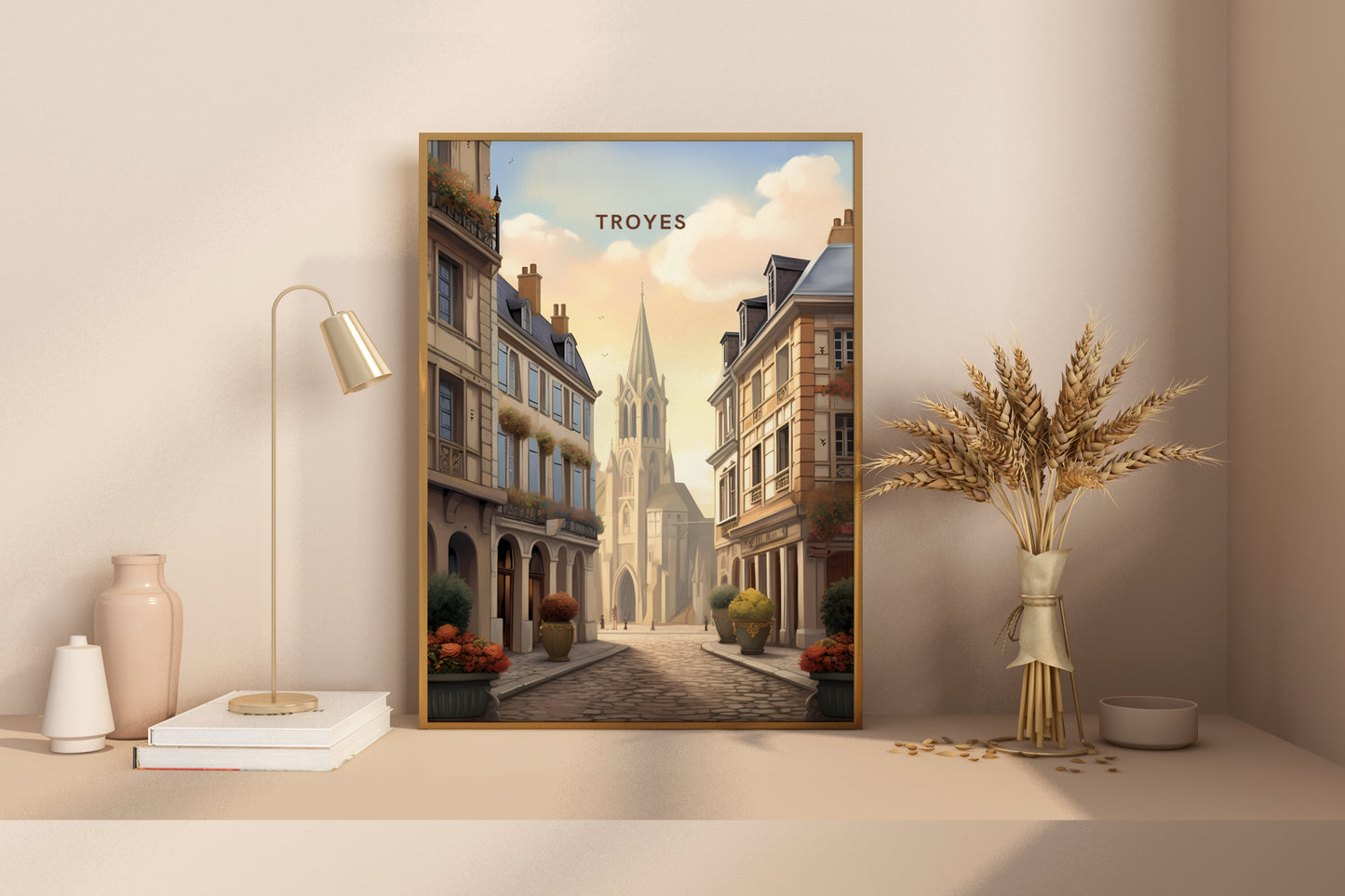 Troyes France Travel Print Poster - Pitchers Design