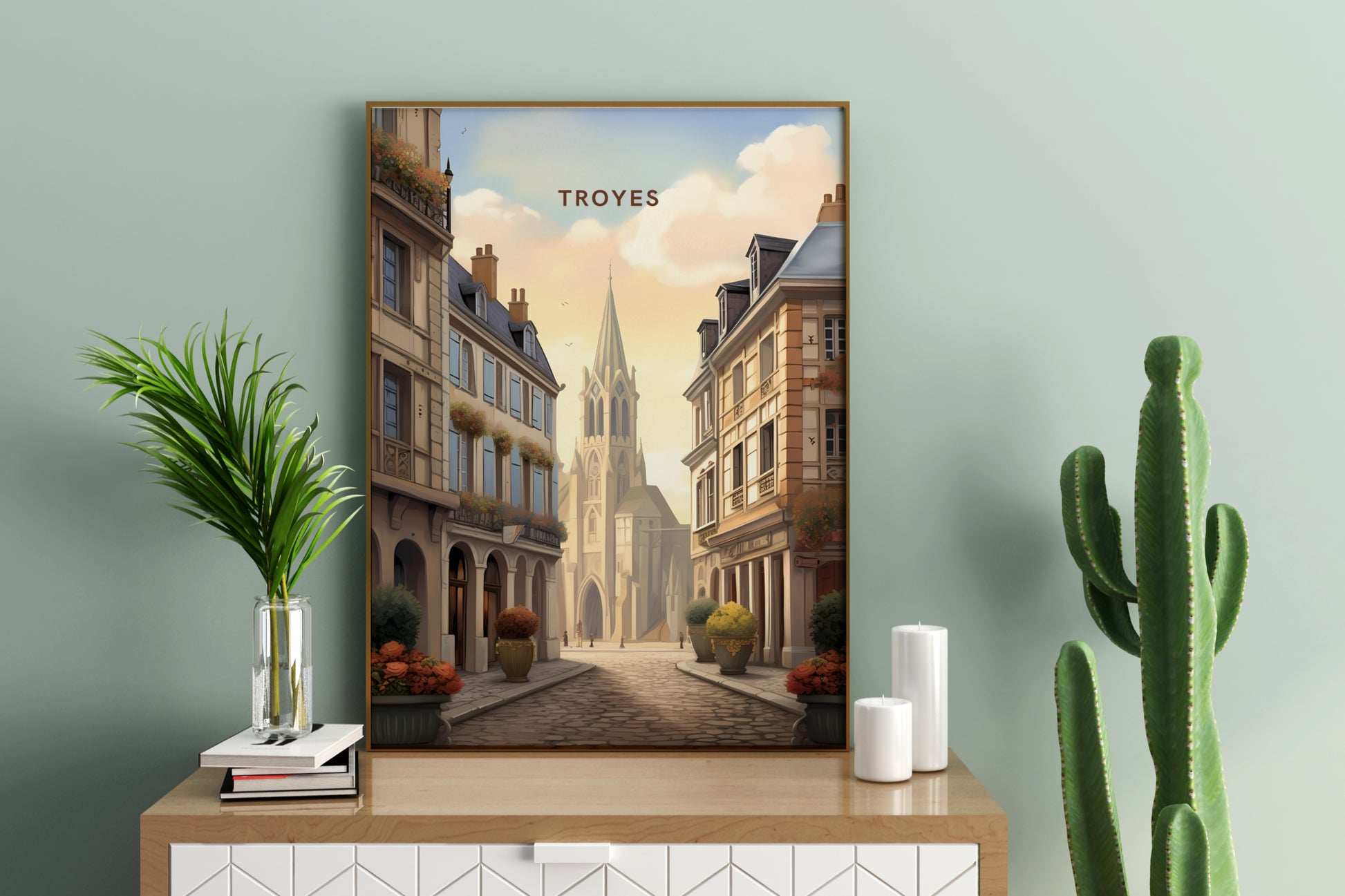 Troyes France Travel Print Poster - Pitchers Design