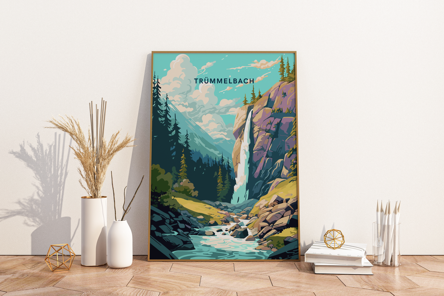 Trümmelbach Falls Switzerland Travel Print Poster - Pitchers Design