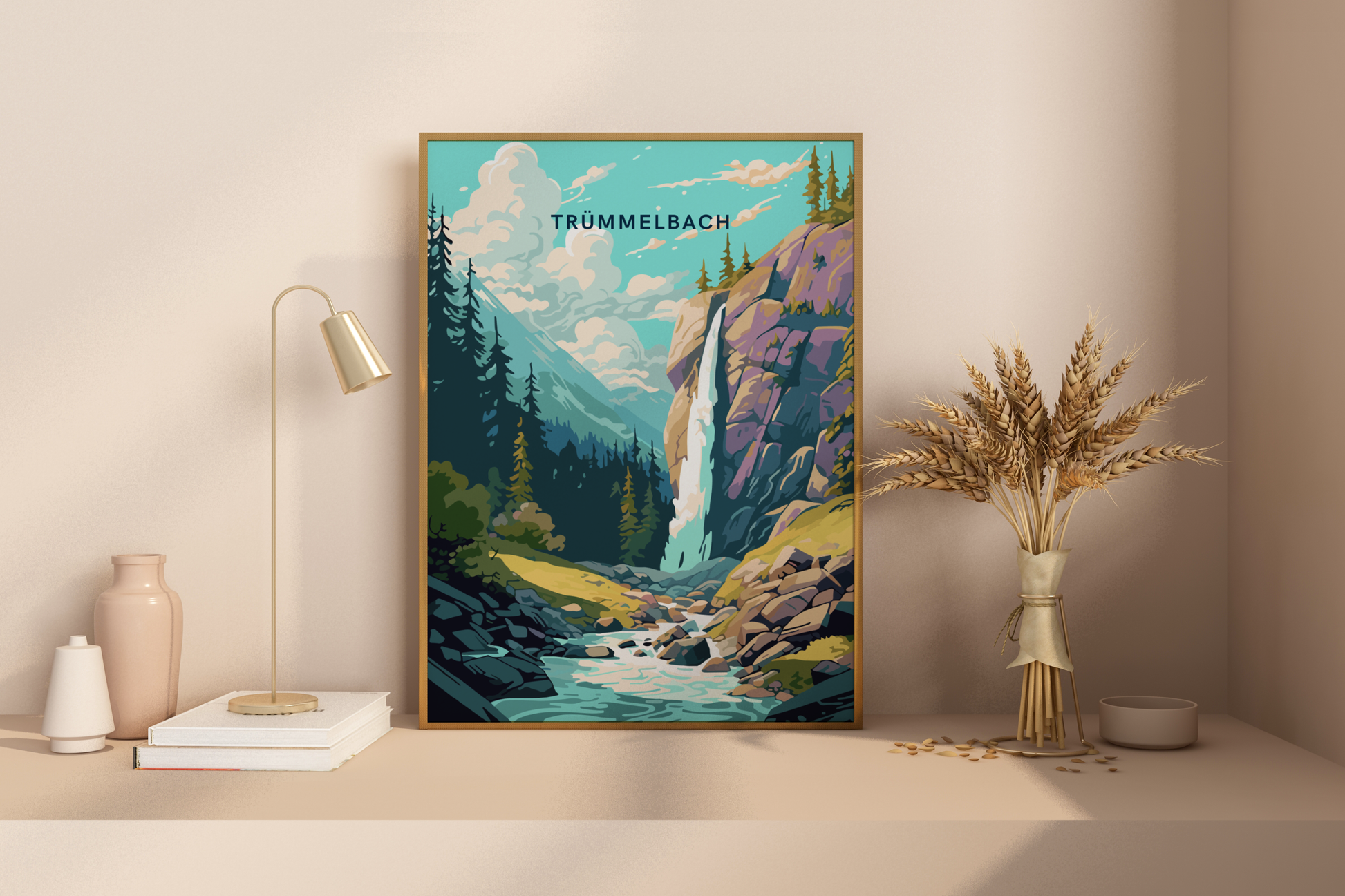 Trümmelbach Falls Switzerland Travel Print Poster - Pitchers Design