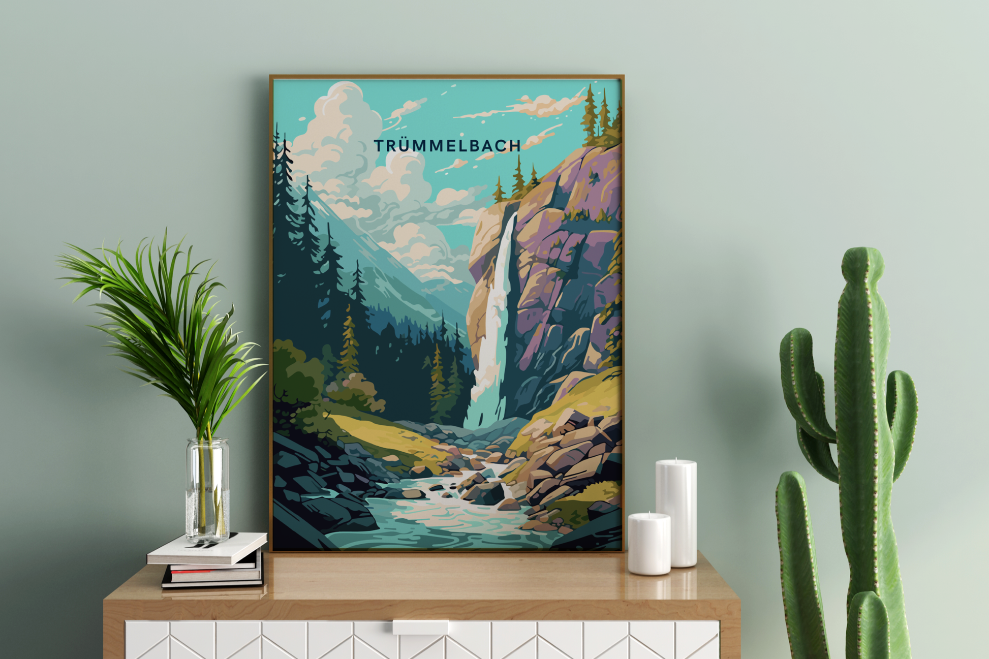 Trümmelbach Falls Switzerland Travel Print Poster - Pitchers Design