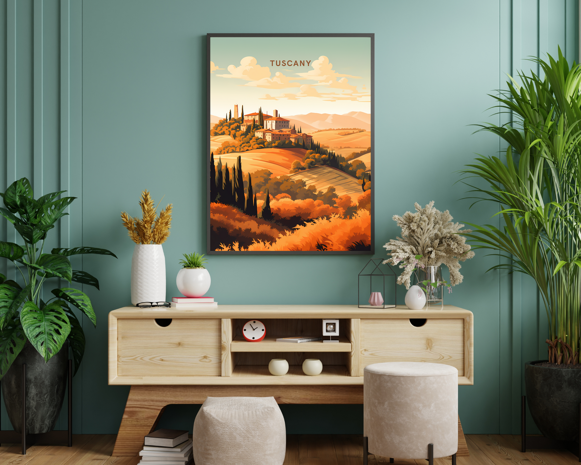 Tuscany Italy Travel Poster Print - Pitchers Design