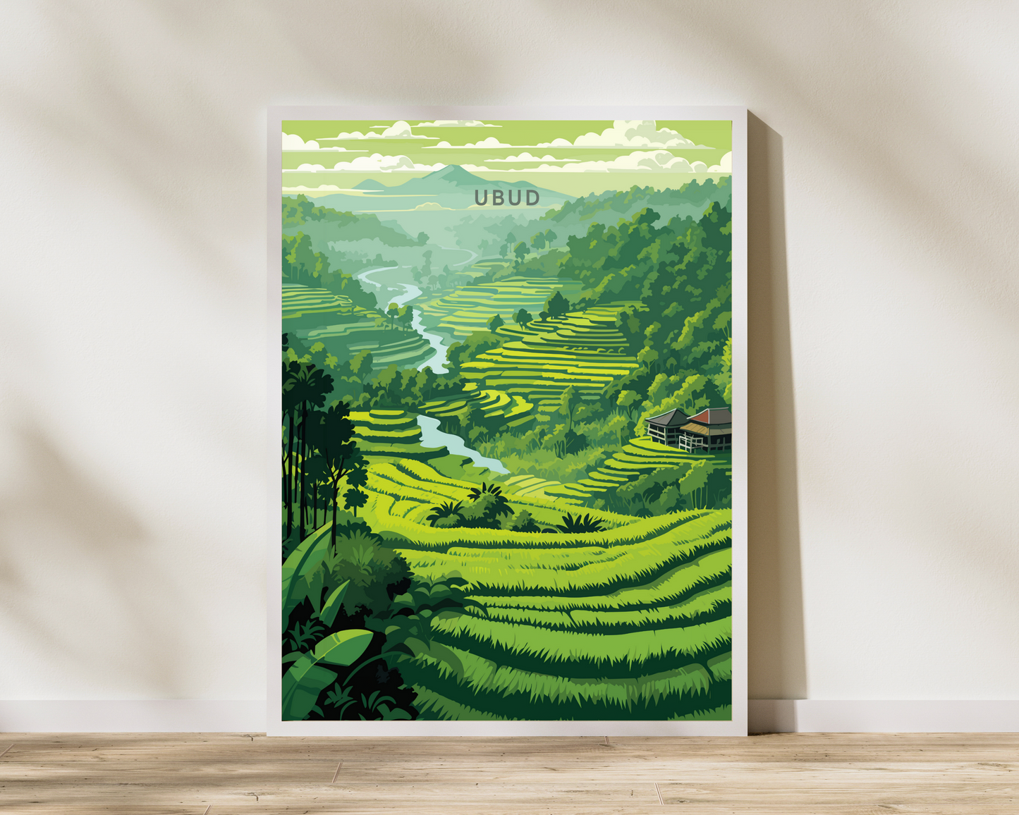 Ubud Rice Terraces Bali Travel Poster Print - Pitchers Design